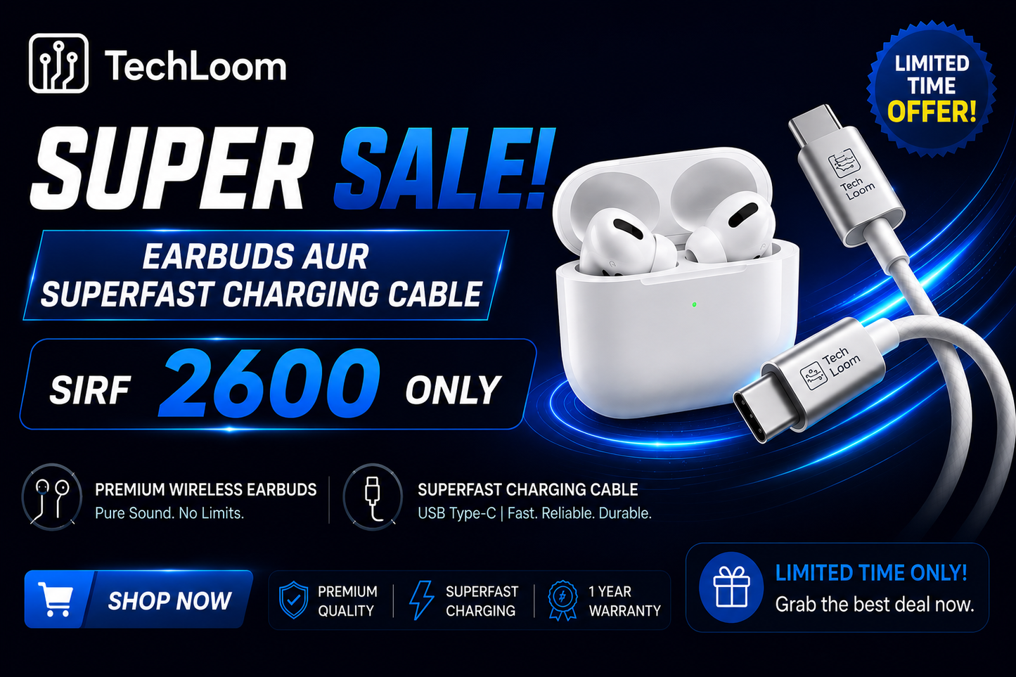earbuds and superfast charging cable special offer