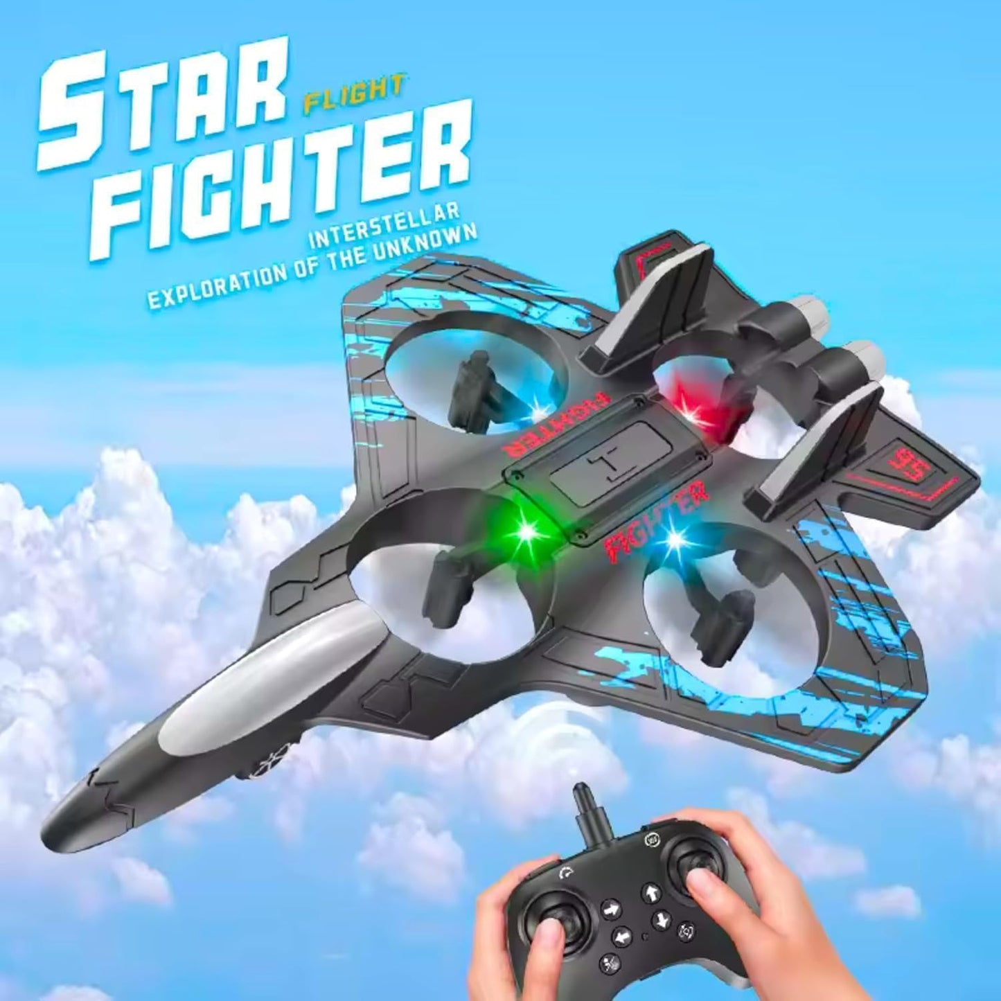Premium RC Fighter Jet Plane - 2.4G Remote Control Foam Airplane Toy with Lights | High-Speed Glider | Helicopter Style Stunt Aircraft for Kids & Adults
