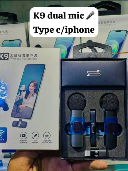 🎤 K9 Dual Wireless Microphone System – Clear Dual-Mic Audio For Creators