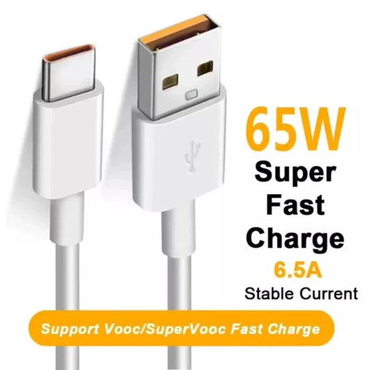 🔌 Super Fast Charging cable USB to Type-C Cable (65W, 6.5A)